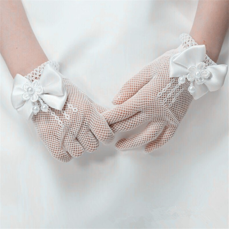 String Of Pearls Plant - 어린이 레이스 진주 망사 장갑 성찬식